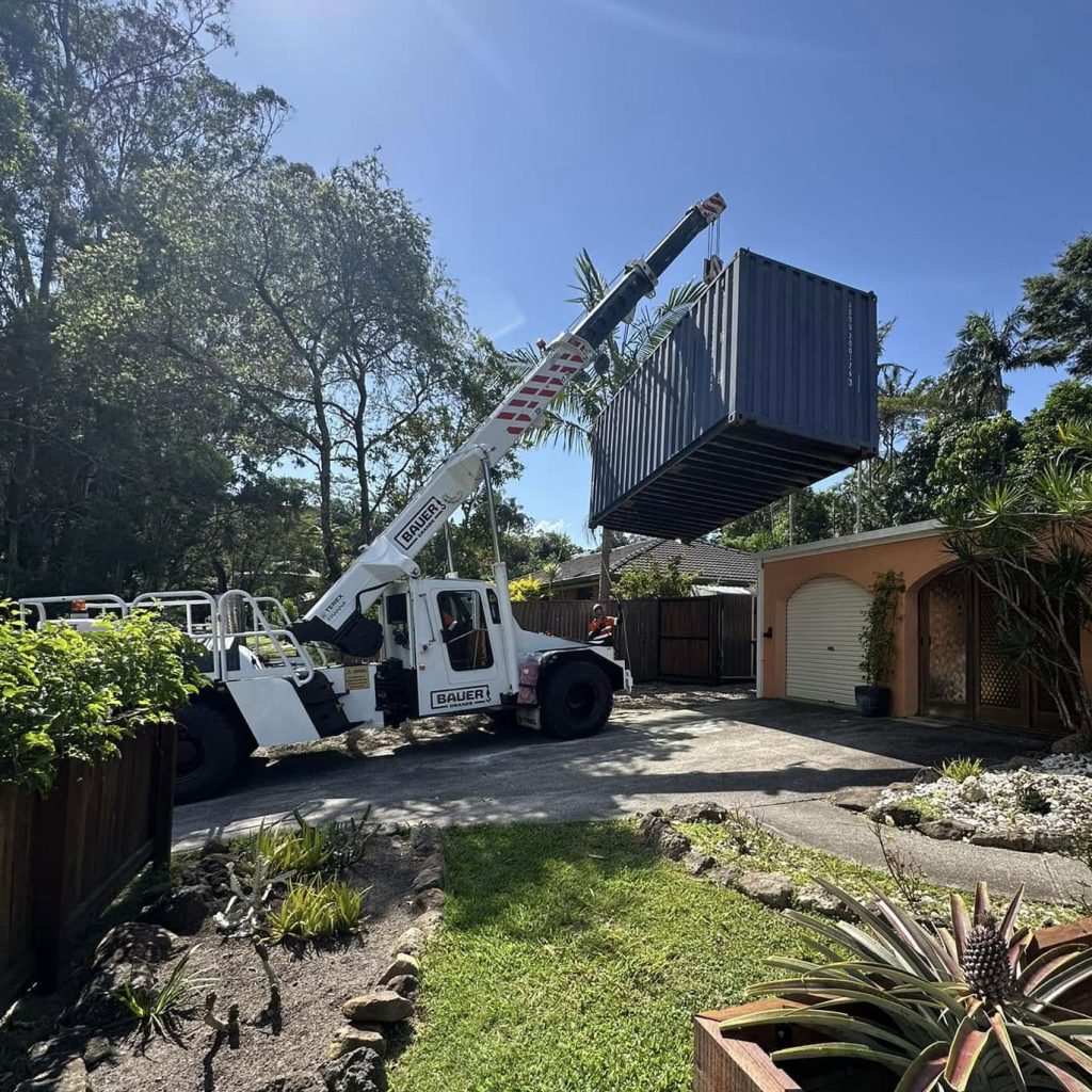 Bauer cranes operating their crane in Ballina, Northern Rivers NSW.