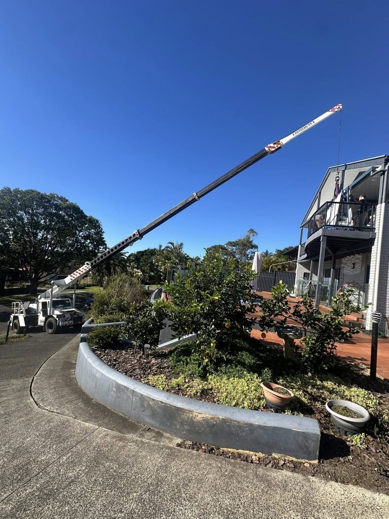 Crane in action at Ballina residential property – Ballina crane hire