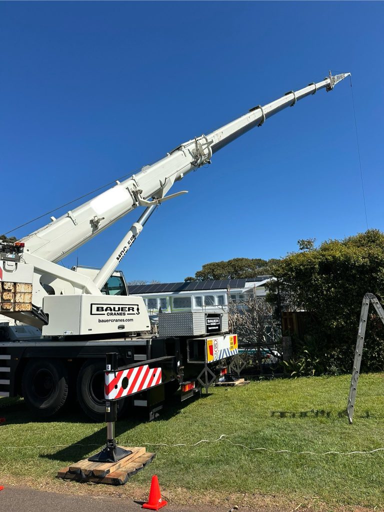 Large crane at residential property in northern rivers nsw